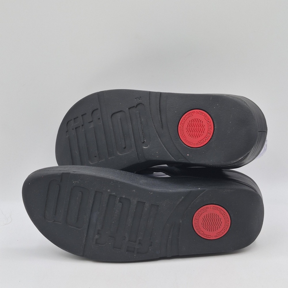FitFlop Sandals Womens Size 8 Black Thong Medallion Microwobbleboard 142-001 - Picture 9 of 12